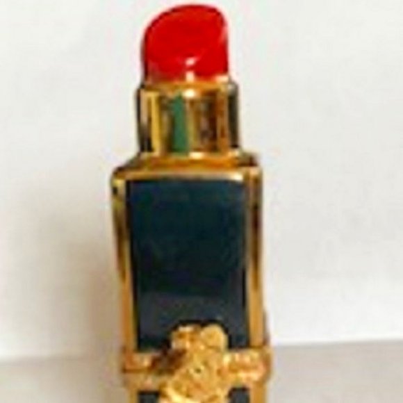 NEW Vintage Limoges Peint Main French Black & Gold Lipstick Tube Trinket Box - Picture 1 of 7